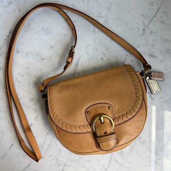 Coach Handbags - Coach Shoulder Bag Leather Saddle Tan Buckle Western Boho Crossbody